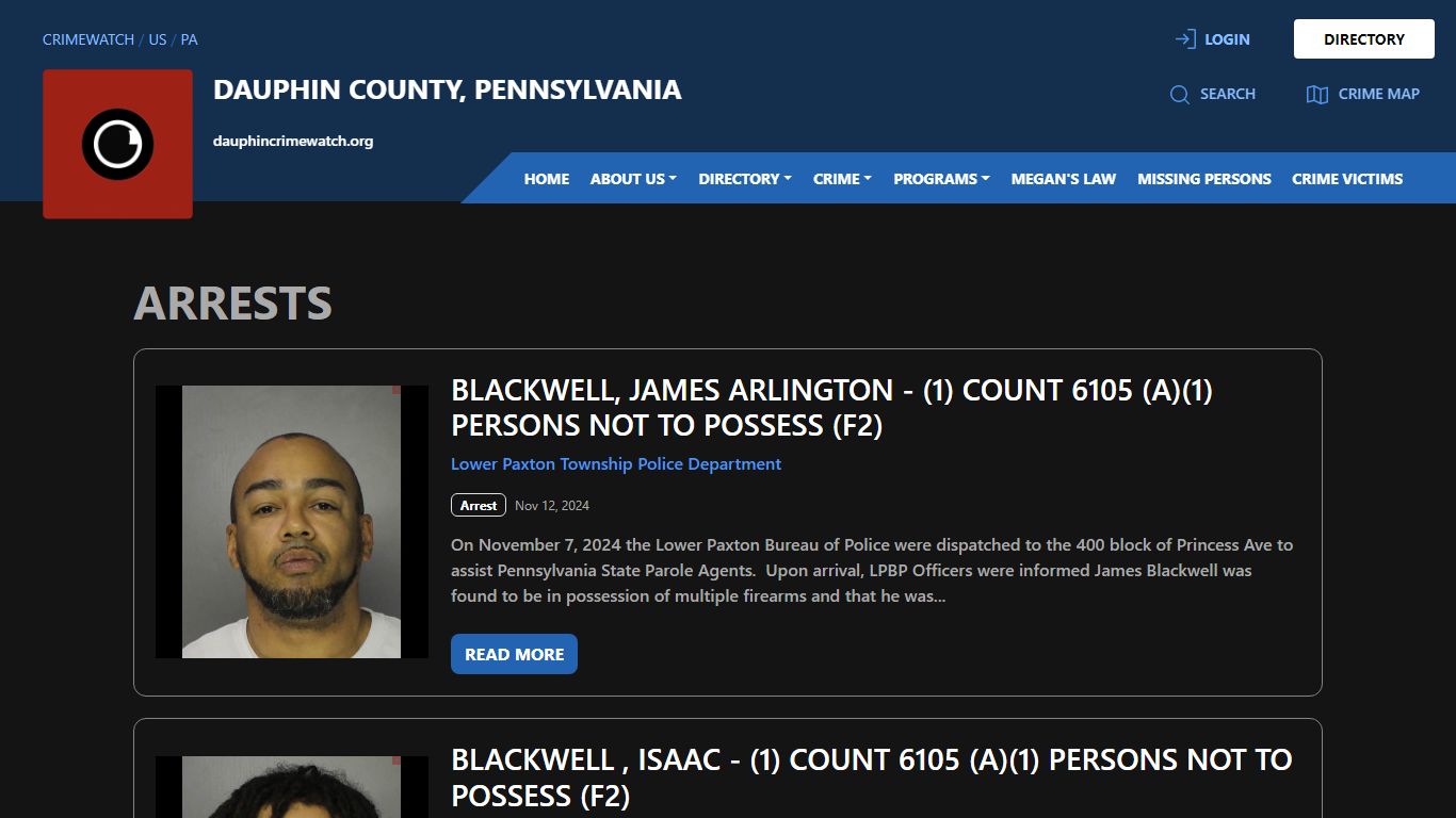 Arrests for Dauphin County, Pennsylvania - CRIMEWATCH