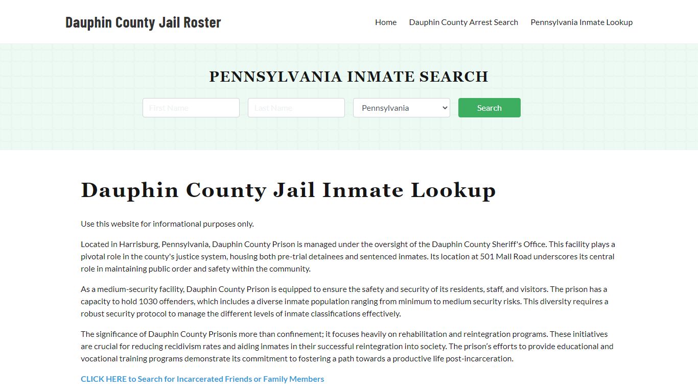 Dauphin County Jail Roster Lookup, PA, Inmate Search