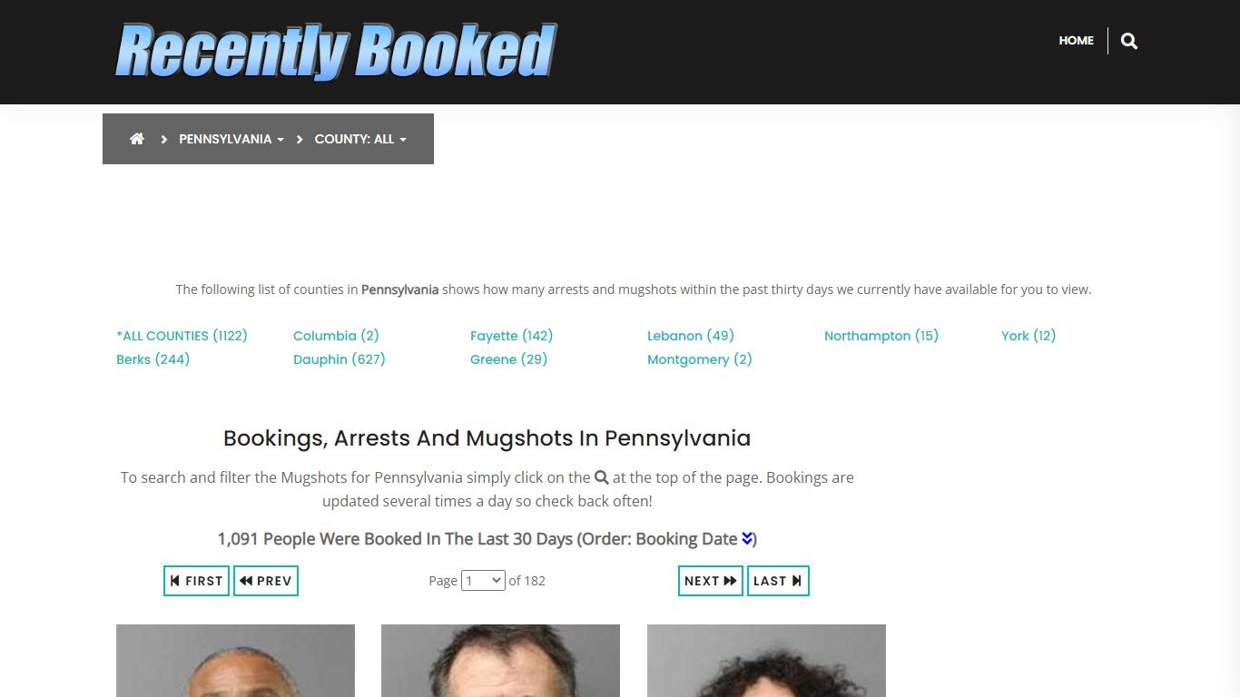 Bookings, Arrests and Mugshots in Pennsylvania - Recently Booked